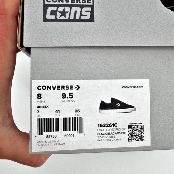 Converse Louie Lopez Pro OX Black White Suede Skate Shoes Men's 8 / Women's 9.5 - Picture 3 of 14